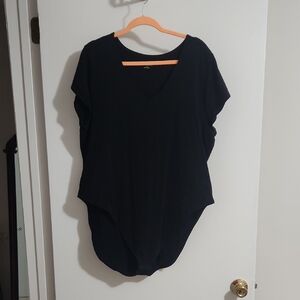 Black V-Neck Women's Bodysuit